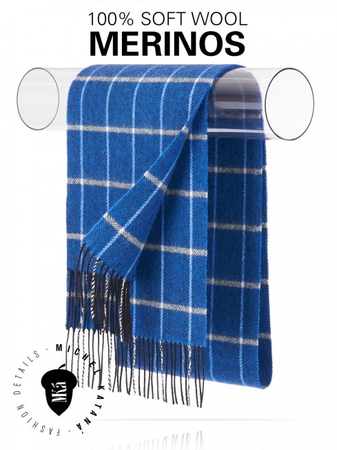 SLIGACHAN-BLUE-KILT, длиный ШАРФ из мягчайшей шерсти MERINOS из пряжи средней тяжести, коллекционная линия CONFRONTATION (Собственный Взгляд) FTQ.W220_VN2017-15/ROY